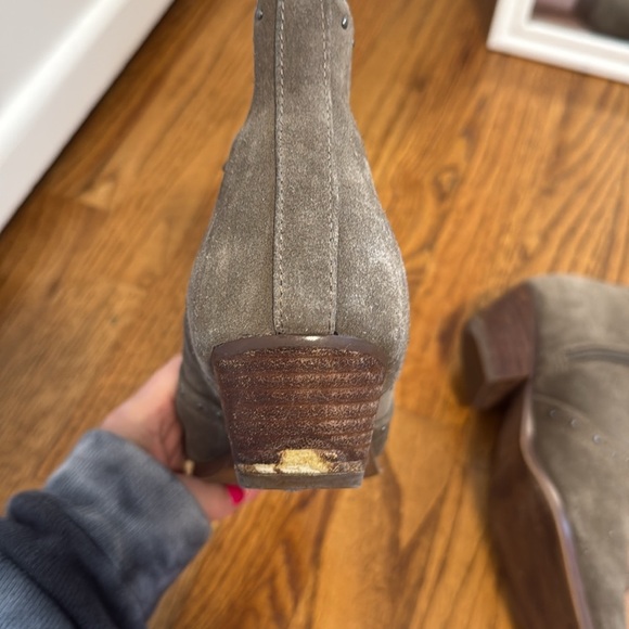 Marc Fisher Leather Western Detailed Ankle Boots Wanida Taupe Suede - Picture 7 of 10